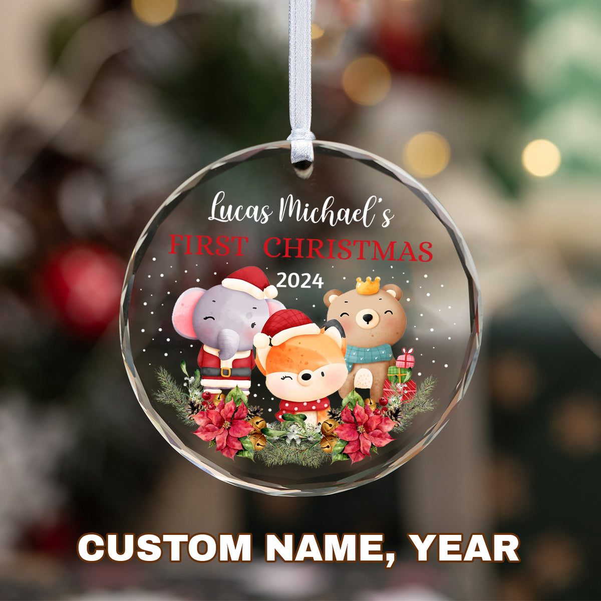 MeMate Baby's First Christmas Ornament 2024, Personalized Baby Ornaments with Name, Baby Ornament for Boys Girls, Christmas Baby Keepsakes for Newborn Infant Son Daughter
