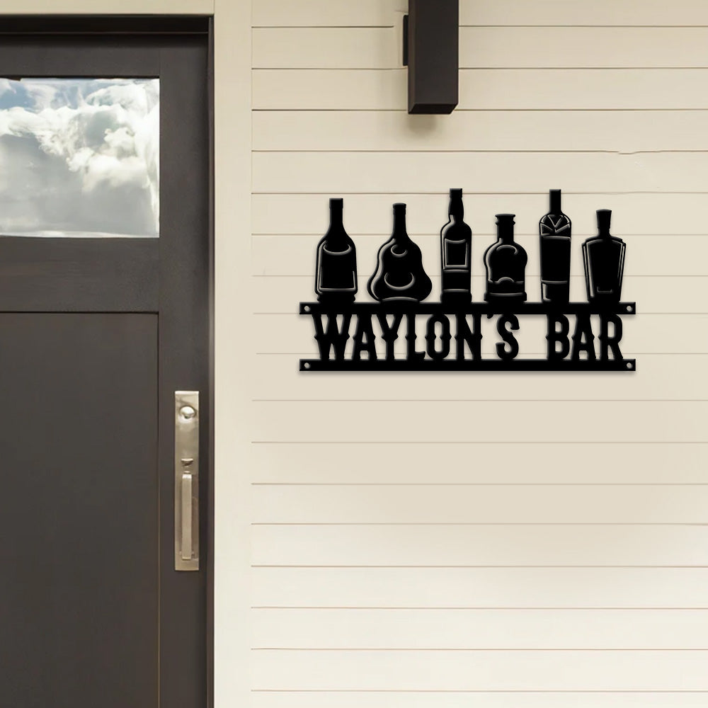 MeMate Wine Bar Sign for Bar Decoration, Indoor Outdoor Bar Decor, Personalized Metal Sign for Bar, Custom Name Signs for Bar, Large Metal Sign for Outside, Home Bar Gifts