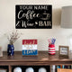 MeMate Coffee & Wine Bar Sign for Bar Decoration, Outdoor Bar Decor, Personalized Metal Sign for Coffee & Bar, Custom Name Signs for Coffee Bar, Large Metal Sign for Outside, Home Bar Gifts
