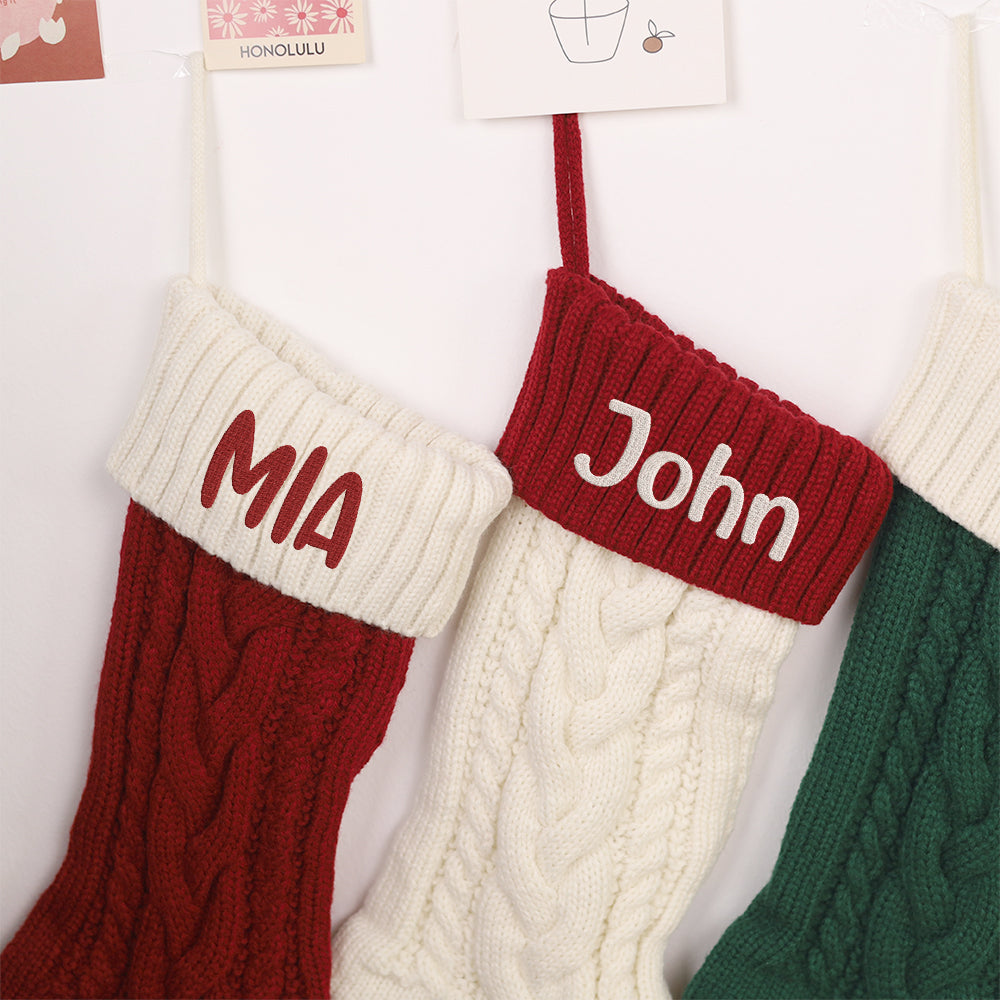 MeMate Christmas Stockings 2024, Personalized Embroidered Christmas Stocking, Knitted Family Stockings, Custom Xmas Stocking with Name, Holiday Stockings, Christmas, Christmas Decoration