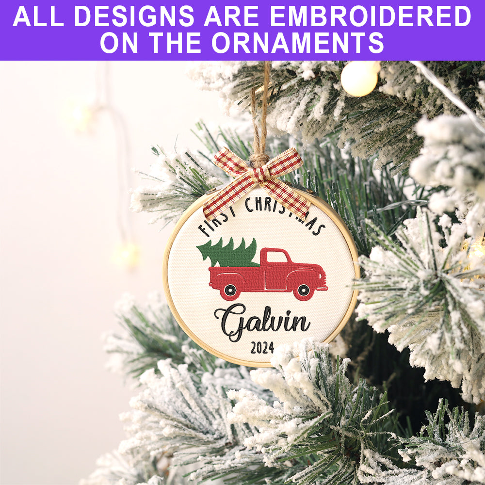 MeMate EMBROIDERED Christmas Baby Ornaments, DIY First Christmas Ornament, Personalized Christmas Ornament, Hand Made Ornament with BOW, Personalized Baby Ornament 2024, Christmas Tree Décor, New Baby Gift