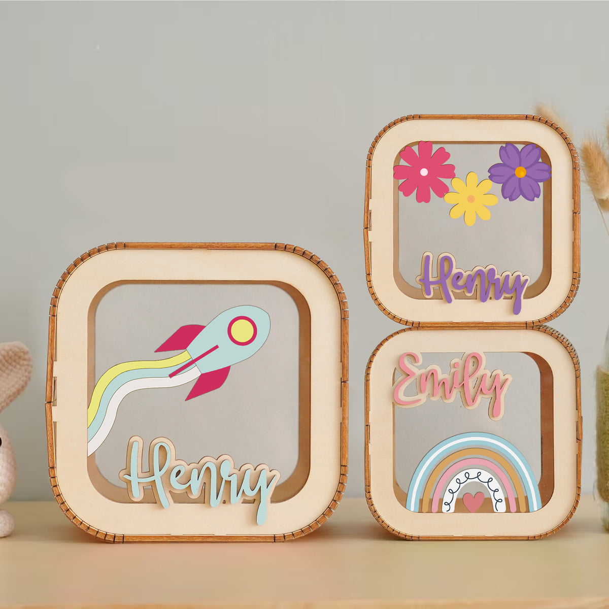 MeMate Personalized Piggy Bank, Name Piggy Bank, Custom Piggy Bank, Kids Bank, Money Box, Wooden Cash Box, Custom Piggy Bank, Gifts For Kids