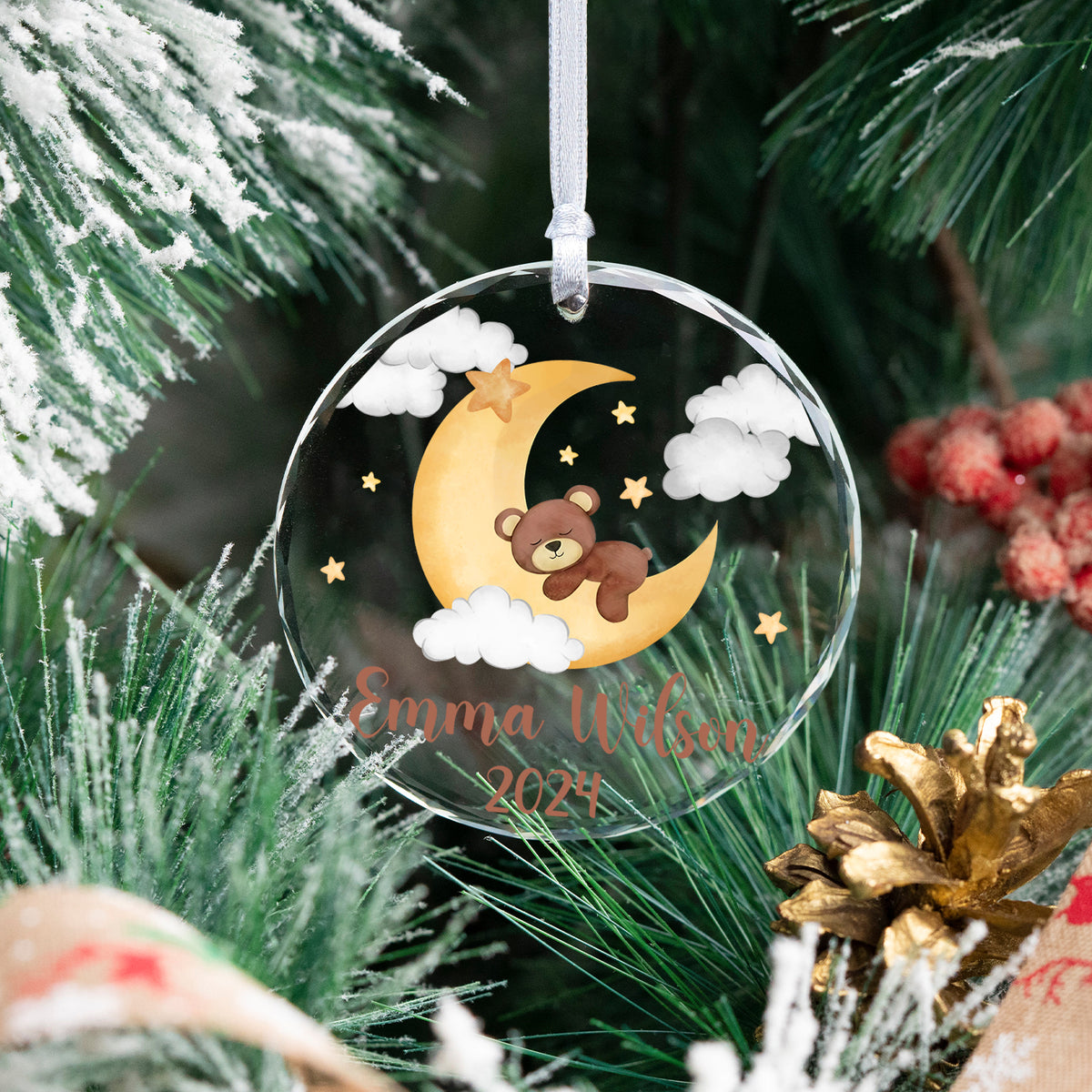 MeMate Baby's First Christmas Ornament 2024, Personalized Baby Ornaments with Name, Baby Ornament for Boys Girls, Christmas Baby Keepsakes for Newborn Infant Son Daughter