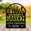MeMate Garden Sign Outdoor Decor Love Grows Here, Personalized Metal Sign for Backyard, Patio, Garden Porch, Deck, Large Metal Sign