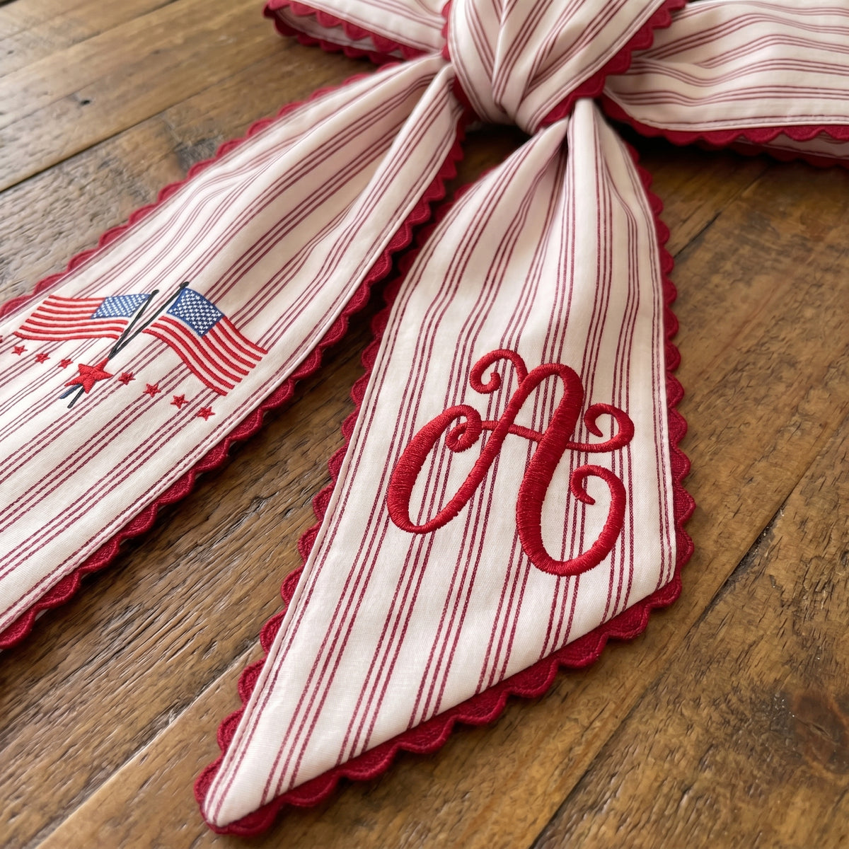 Custom Monogram Patriotic Wreath Sash, American 250th Anniversary Front Door Decor, Personalized Wreath Sash, 4th of July Decor for Front Door Porch Deck