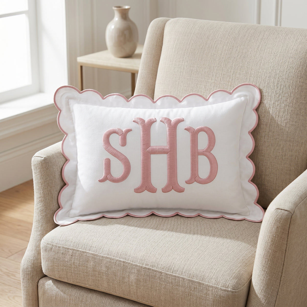 Personalized Monogram Pillow Cover, Custom Embroidered Initials Pillowcase, Custom Text Embroidered Pillow Cover, Nursery Decor Cushion, Baby Room Pillow, Monogrammed Pillow