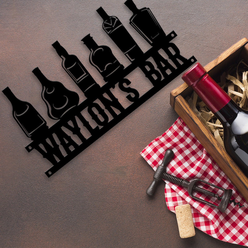 MeMate Wine Bar Sign for Bar Decoration, Indoor Outdoor Bar Decor, Personalized Metal Sign for Bar, Custom Name Signs for Bar, Large Metal Sign for Outside, Home Bar Gifts