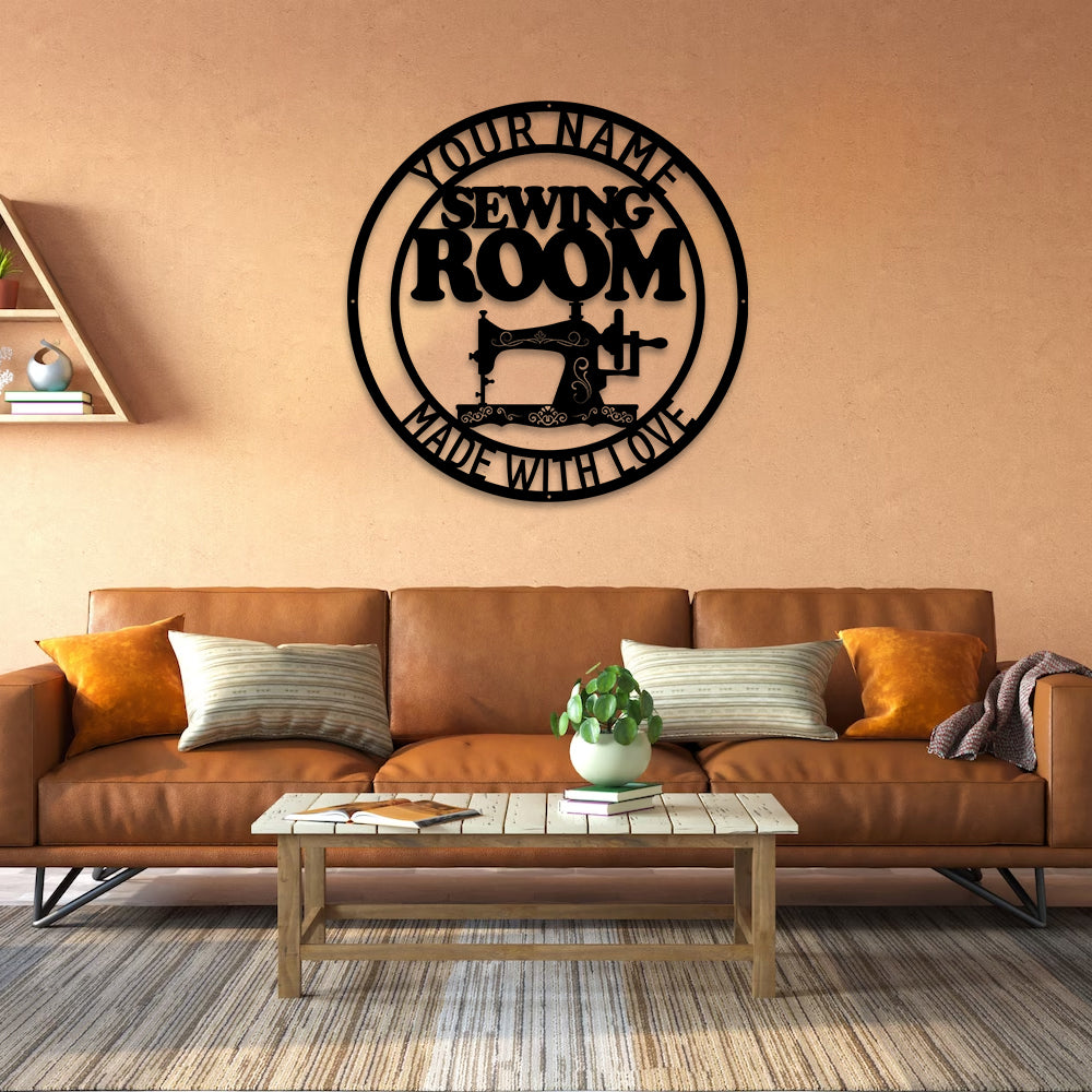 MeMate Sewing Room Sign 5 Sizes for Home Decor, Custom Craft Room Décor Metal Signs for Women, Retro Style Craft Room, Personalized Sewing Door Signs, Vintage Plaque for Sewing Room, Quilting Room Decoration