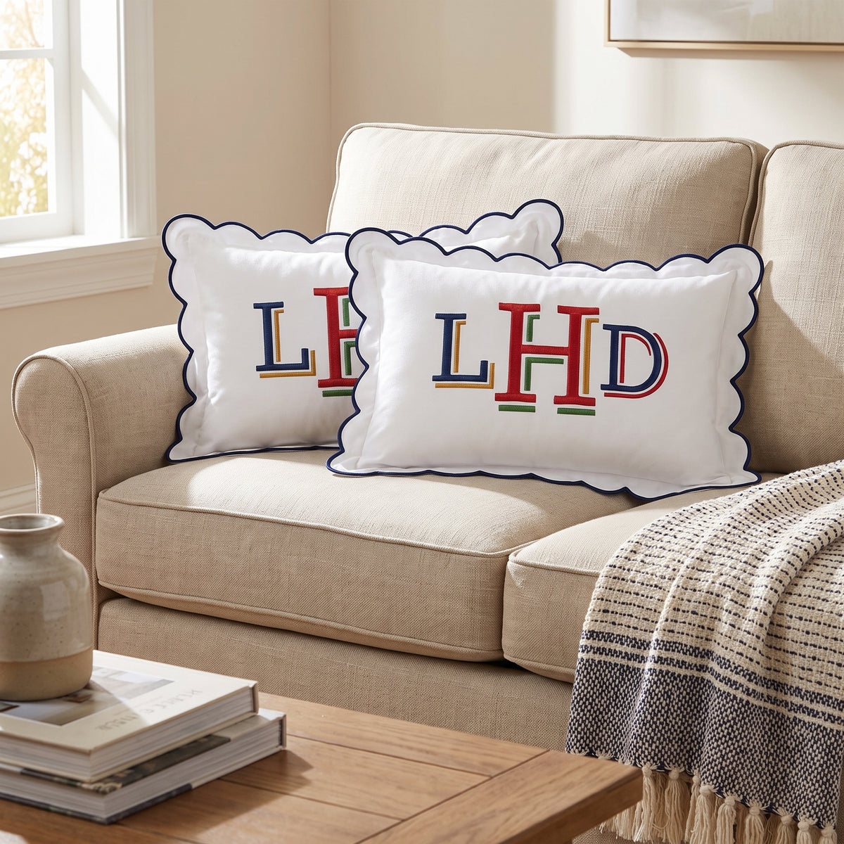 Monogram Pillow Cover Personalized, Custom Embroidered Initials Pillowcase, Custom Text Embroidered Pillow Cover, Nursery Decor Cushion, Monogrammed Pillow, Baby Room Pillow