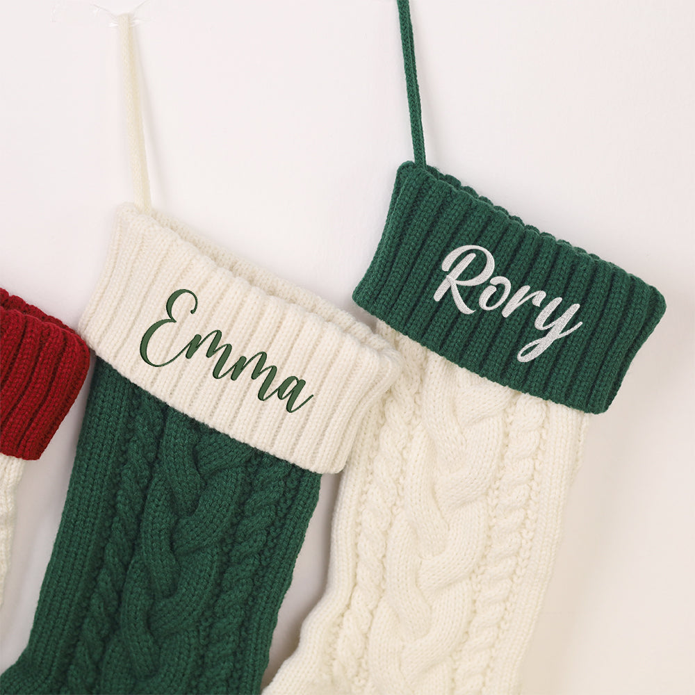 MeMate Christmas Stockings 2024, Personalized Embroidered Christmas Stocking, Knitted Family Stockings, Custom Xmas Stocking with Name, Holiday Stockings, Christmas, Christmas Decoration