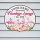 MeMate Flamingo House Metal Sign, Flamingo Lounge Signs, Flamingo House Outdoor Décor, Personalized Flamingo Tropical Sign, Flamingo Metal Sign Housewarming Gift for Family Friend