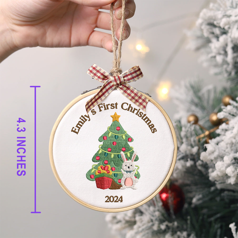 MeMate EMBROIDERED Christmas Baby Ornaments, DIY First Christmas Ornament, Personalized Christmas Ornament, Hand Made Ornament with BOW, Personalized Baby Ornament 2024, Christmas Tree Décor, New Baby Gift