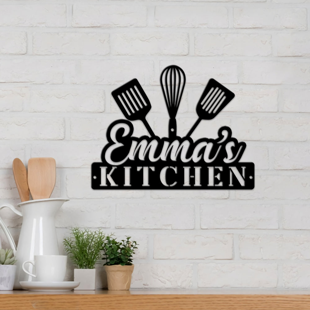 MeMate Kitchen Sign, Personalized Metal Name Signs, Custom Kitchen Sign for Indoor Kitchen Home Wall Décor, Kitchen Signs for Home Decor, Housewarming Gift for Mom Wife Grandmother Friend Family