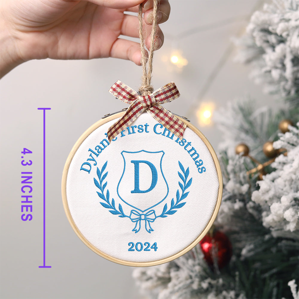 MeMate EMBROIDERED Christmas Baby Ornaments, DIY First Christmas Ornament, Personalized Christmas Ornament, Hand Made Ornament with BOW, Personalized Baby Ornament 2024, Christmas Tree Décor, New Baby Gift