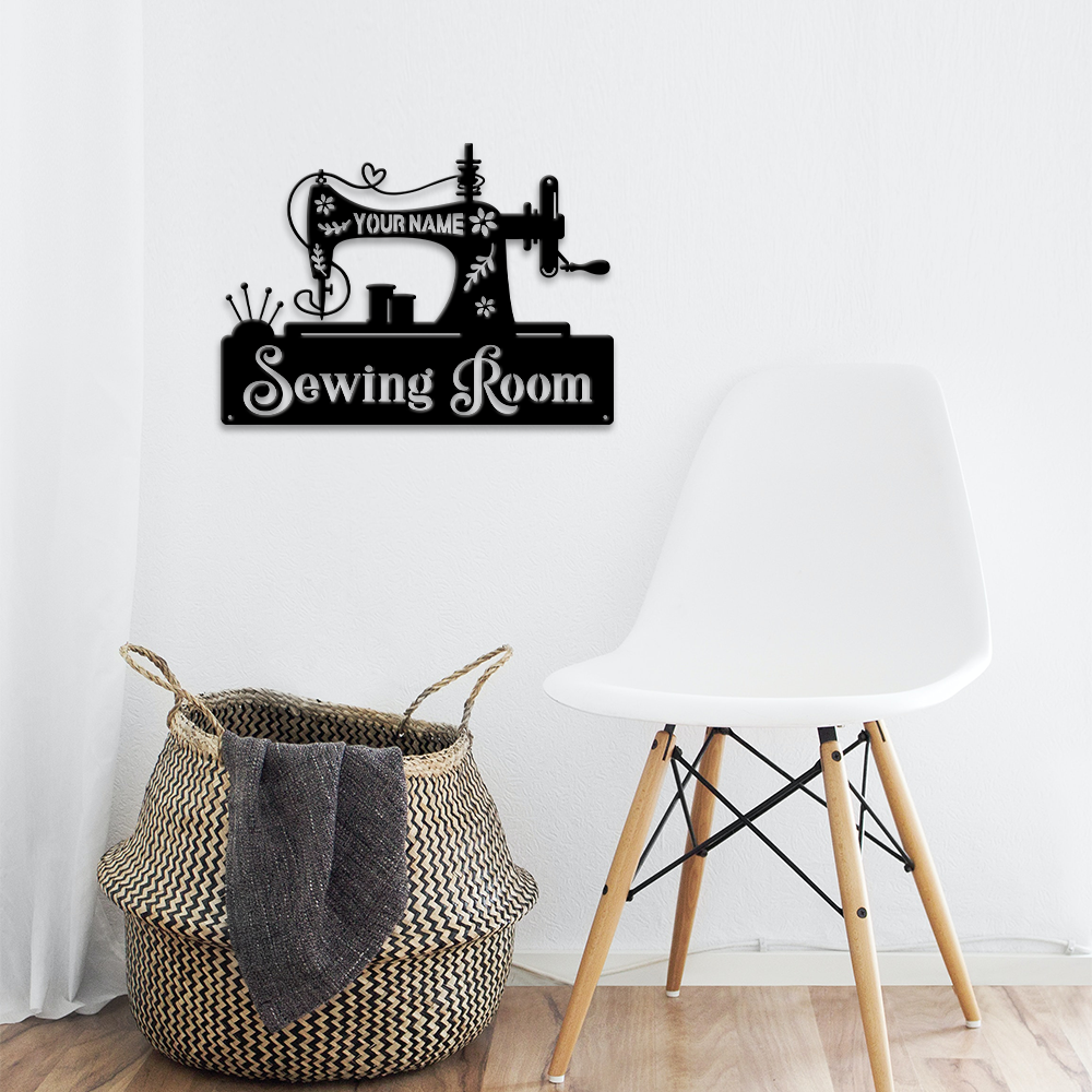 MeMate Sewing Room Sign, Custom Craft Room Décor Metal Signs for Women, Retro Style Craft Room, Personalized Sewing Door Signs, Vintage Plaque for Sewing Room, Quilting Room Decoration (Sewing)