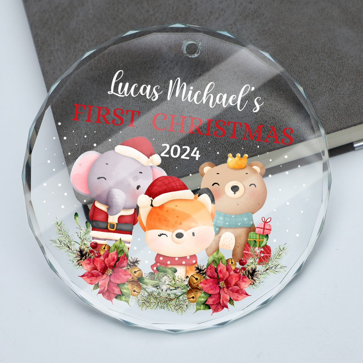 MeMate Baby's First Christmas Ornament 2024, Personalized Baby Ornaments with Name, Baby Ornament for Boys Girls, Christmas Baby Keepsakes for Newborn Infant Son Daughter
