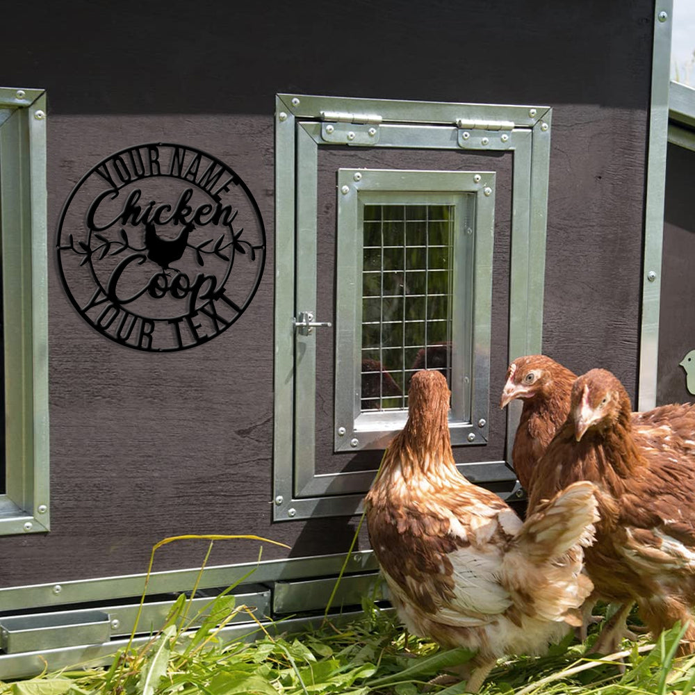MeMate Chicken Coop Signs, Chicken Metal Sign, Personalized Name Outdoor Sign, Hen House Outdoor Décor, Housewarming Gift for Family Friend