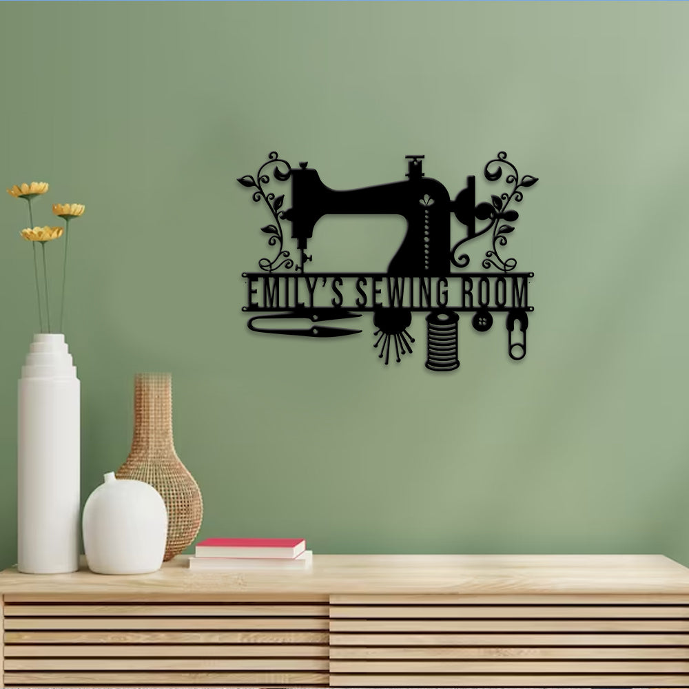 MeMate Sewing Room Sign 5 Sizes for Home Decor, Custom Craft Room Décor Metal Signs for Women, Personalized Sewing Room Signs, Retro Style Craft Room, Vintage Plaque for Sewing Room, Quilting Room Decoration