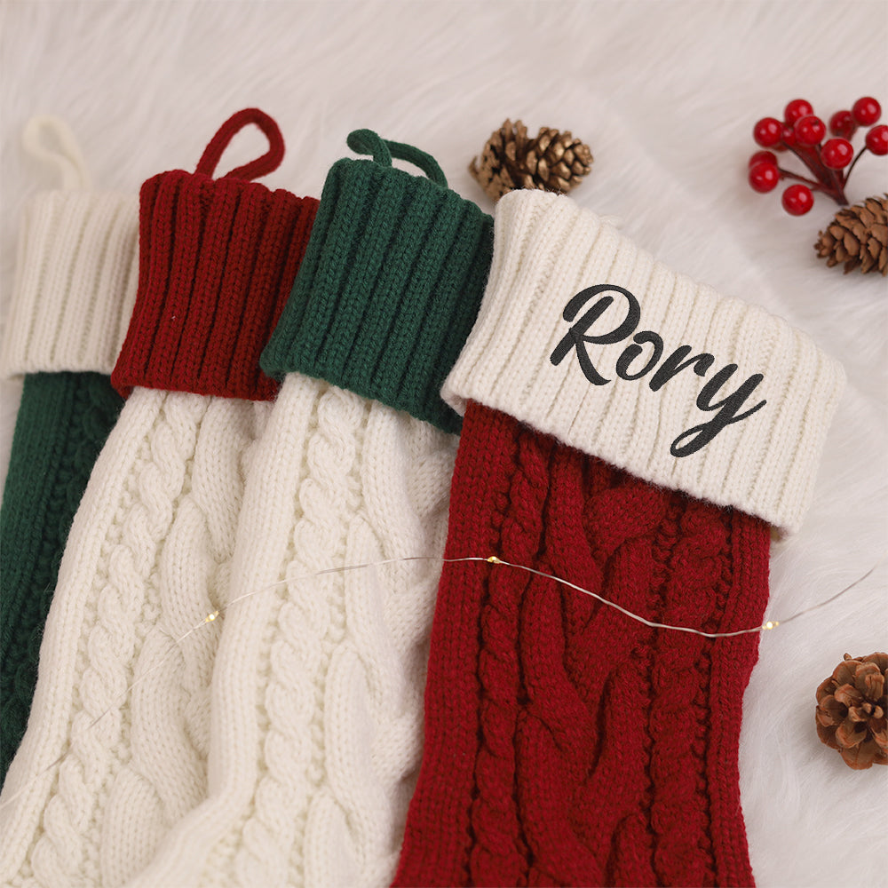 MeMate Christmas Stockings 2024, Personalized Embroidered Christmas Stocking, Knitted Family Stockings, Custom Xmas Stocking with Name, Holiday Stockings, Christmas, Christmas Decoration
