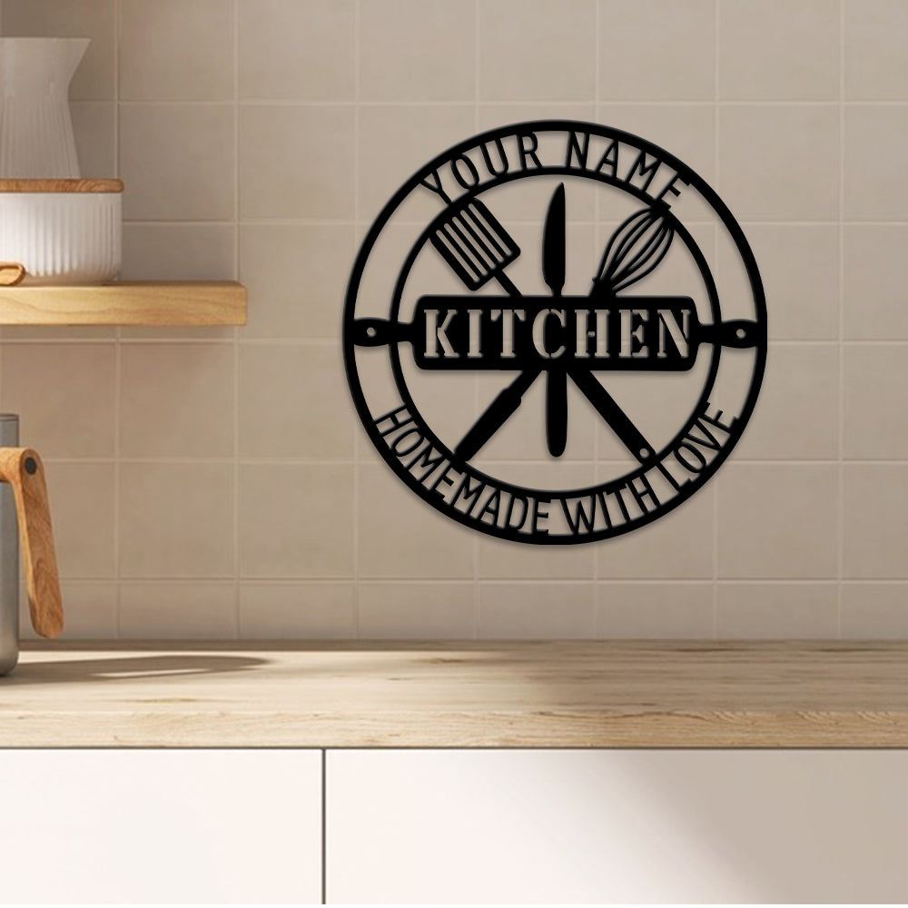 MeMate Kitchen Sign, Personalized Metal Name Signs, Custom Kitchen Sign for Indoor Kitchen Home Wall Décor, Kitchen Signs for Home Decor, Housewarming Gift for Mom Wife Grandmother Friend Family