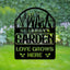 MeMate Garden Sign Outdoor Decor Love Grows Here, Personalized Metal Sign for Backyard, Patio, Garden Porch, Deck, Large Metal Sign