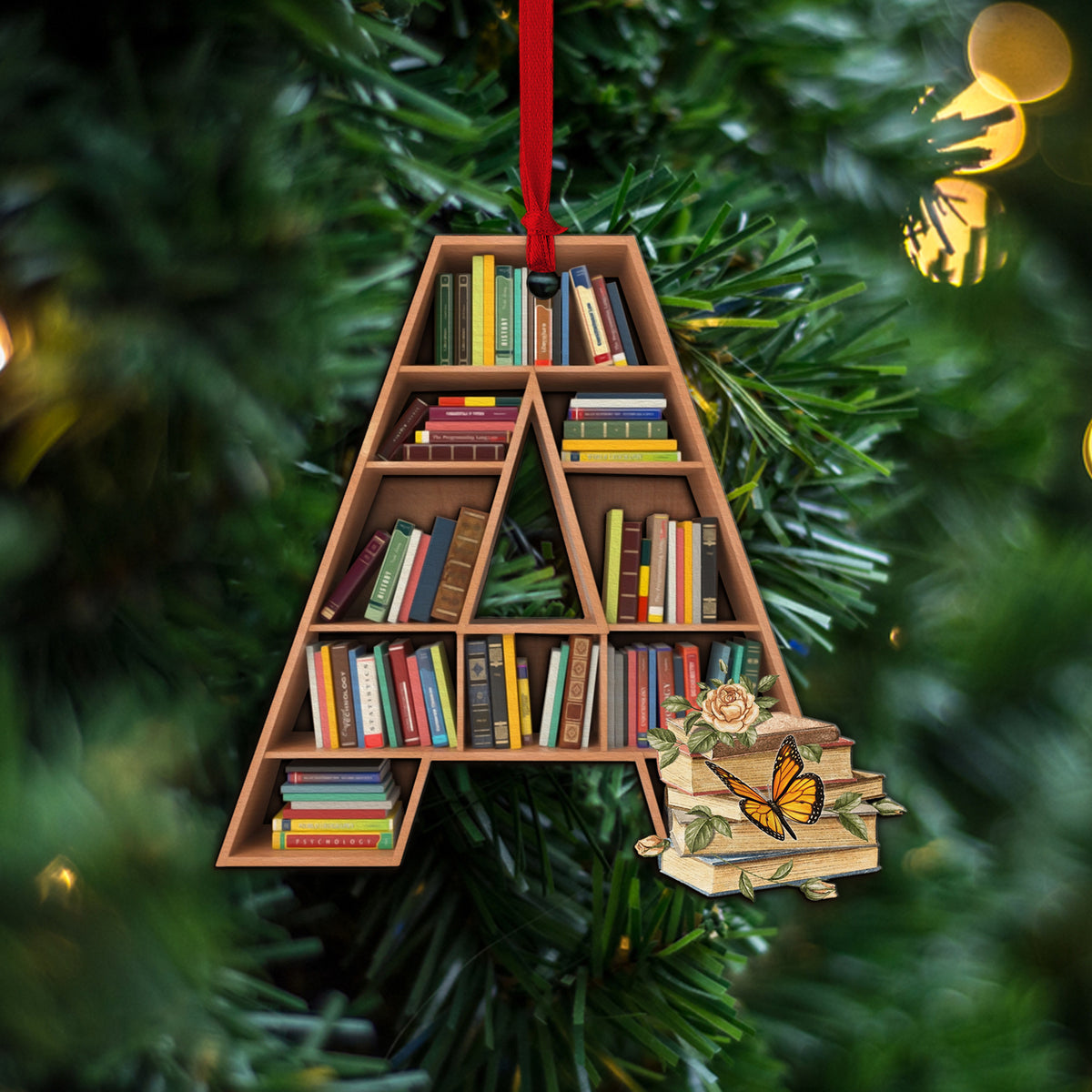 MeMate Personalized Book Ornaments, Custom Name and Book Lovers, Flat Printed Acrylic Ornament Not 3D, Booklovers Ornament, Book Christmas Ornaments Keepsake Decoration for Book Club Family Friends