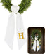 Monogram Wreath Sash Bow for Front Door, Personalized Initial Name, Wreath Ribbon with Adjustable Bow Knot Farmhouse Door Wreath Decor Monogram Embroidered Sash for Holiday, Wedding, Memorial, Housewarming Gift for Family Friends
