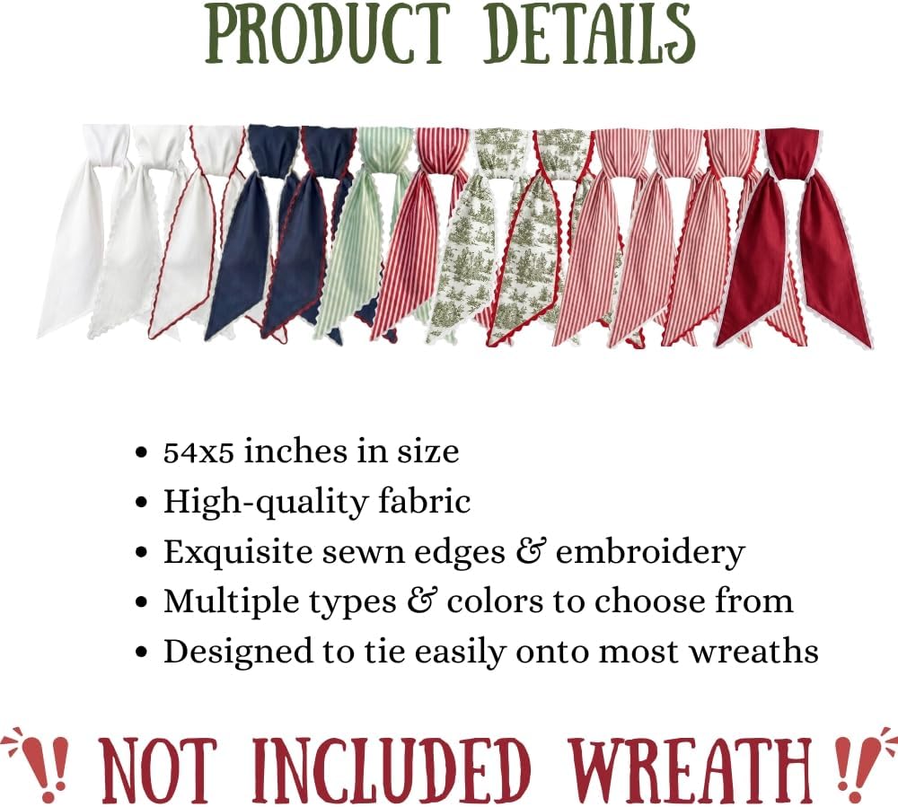 Personalized Christmas Wreath Sash, Custom Monogram Embroidery, 54x5 in - Xmas 09 — photo 7