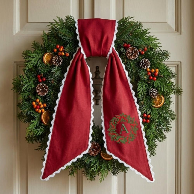 Personalized Christmas Wreath Sash, Custom Monogram Embroidery, 54x5 in - Xmas 12 — photo 2