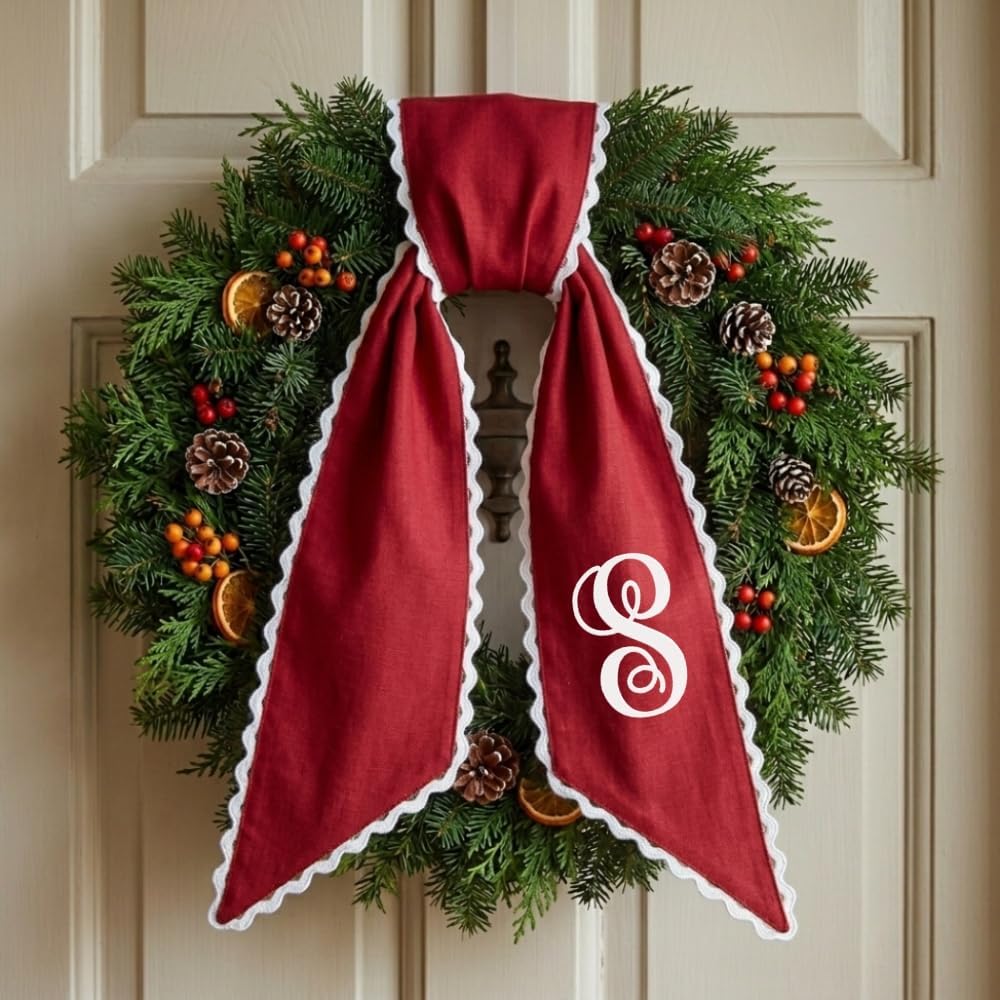 Personalized Christmas Wreath Sash, Custom Monogram Embroidery, 54x5 in - Xmas 10 — photo 3