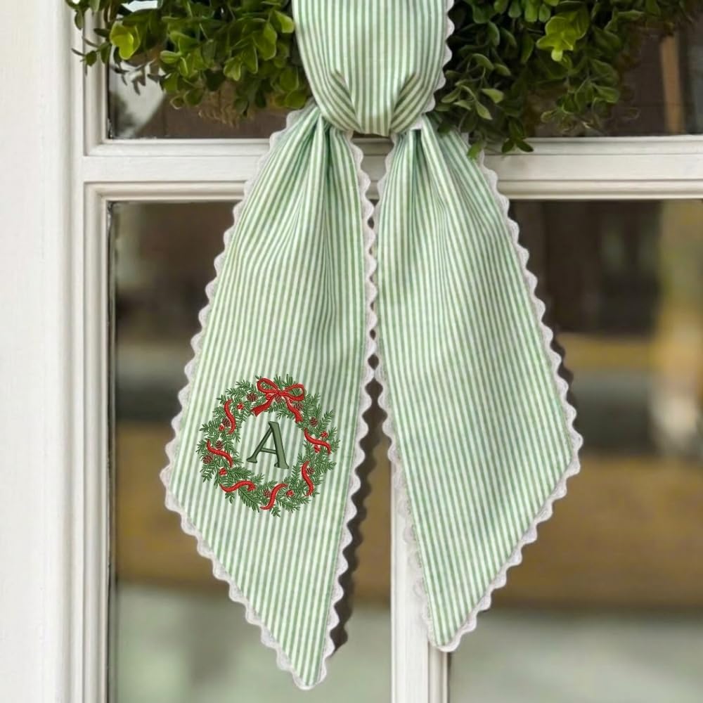 Personalized Christmas Wreath Sash, Custom Monogram Embroidery, 54x5 in - Xmas 12 — photo 4