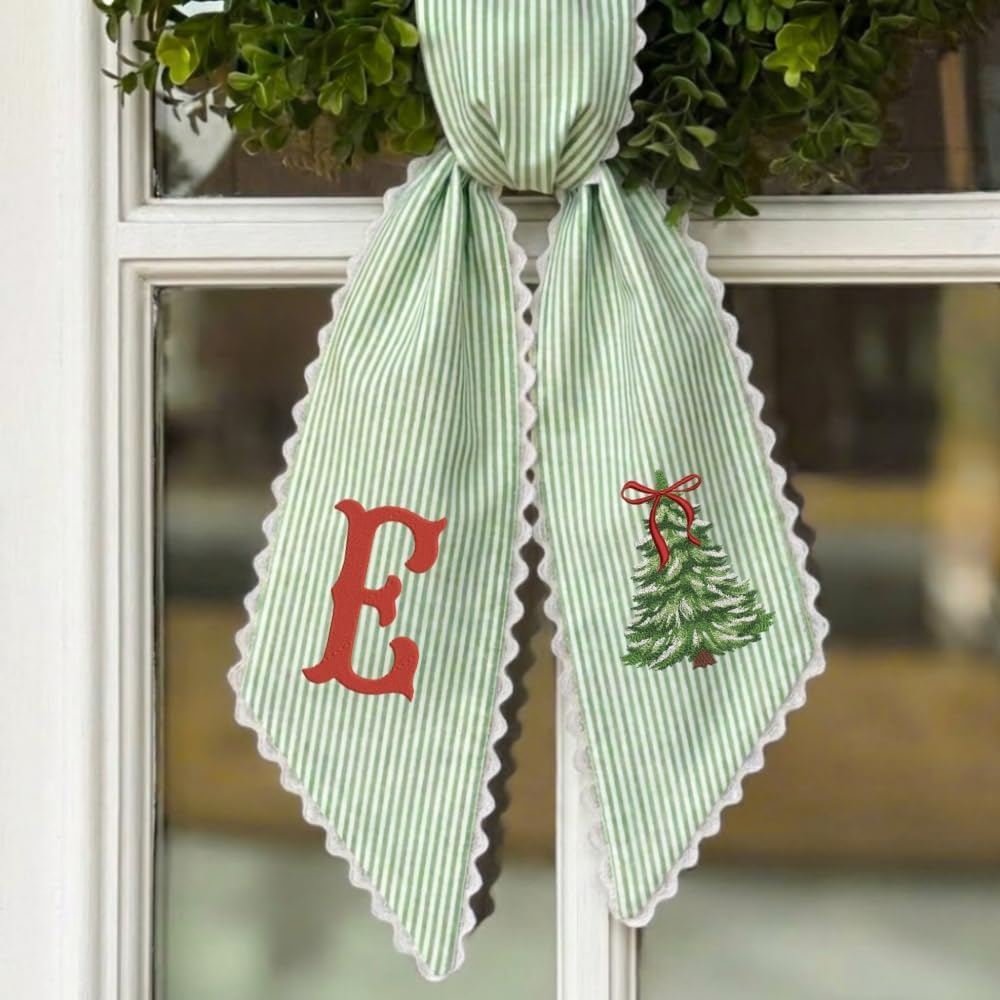 Personalized Christmas Wreath Sash, Custom Monogram Embroidery, 54x5 in - Xmas 11 — photo 5
