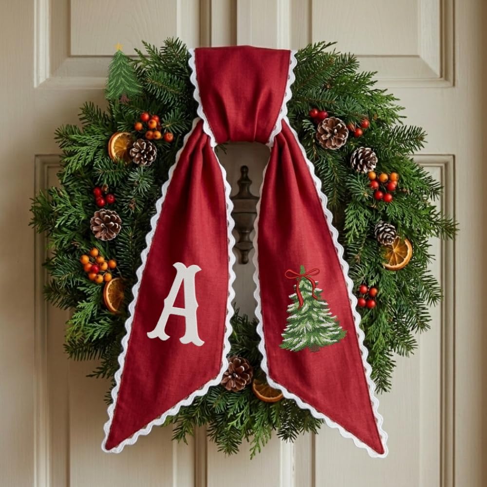 Personalized Christmas Wreath Sash, Custom Monogram Embroidery, 54x5 in - Xmas 11 — photo 4