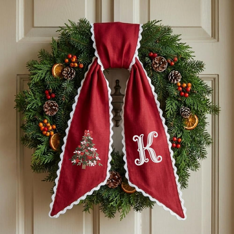 Personalized Christmas Wreath Sash, Custom Monogram Embroidery, 54x5 in - Xmas 05 — photo 2