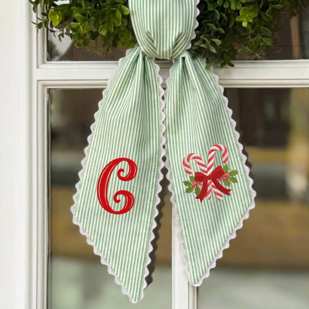 Personalized Christmas Wreath Sash, Custom Monogram Embroidery, 54x5 in - Xmas 04 — photo 5