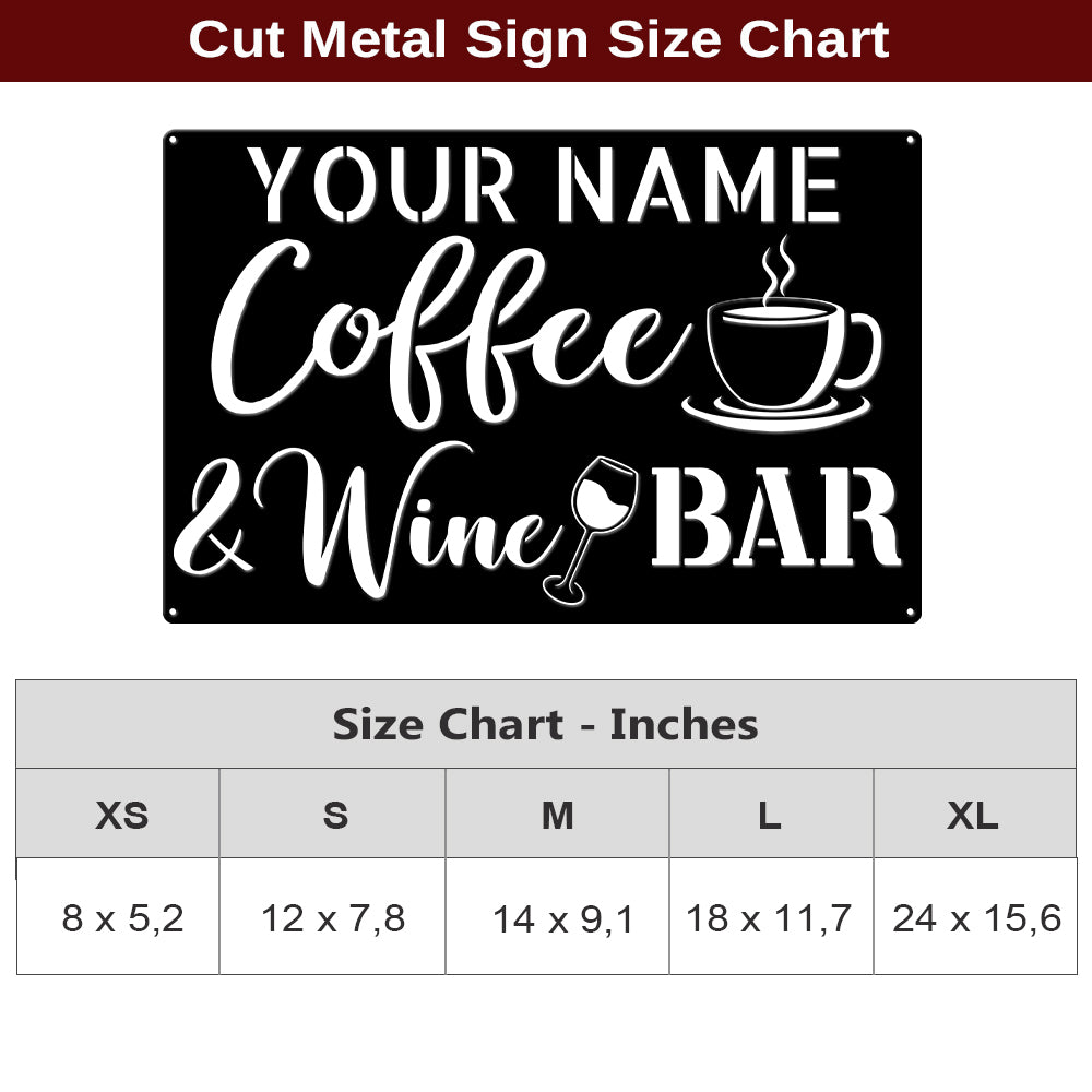 MeMate Coffee & Wine Bar Sign for Bar Decoration, Outdoor Bar Decor, Personalized Metal Sign for Coffee & Bar, Custom Name Signs for Coffee Bar, Large Metal Sign for Outside, Home Bar Gifts