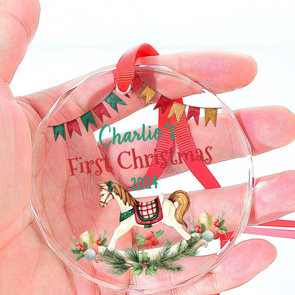 MeMate Baby's First Christmas Ornament 2024, Personalized Baby Ornaments with Name, Baby Ornament for Boys Girls, Christmas Baby Keepsakes for Newborn Infant Son Daughter