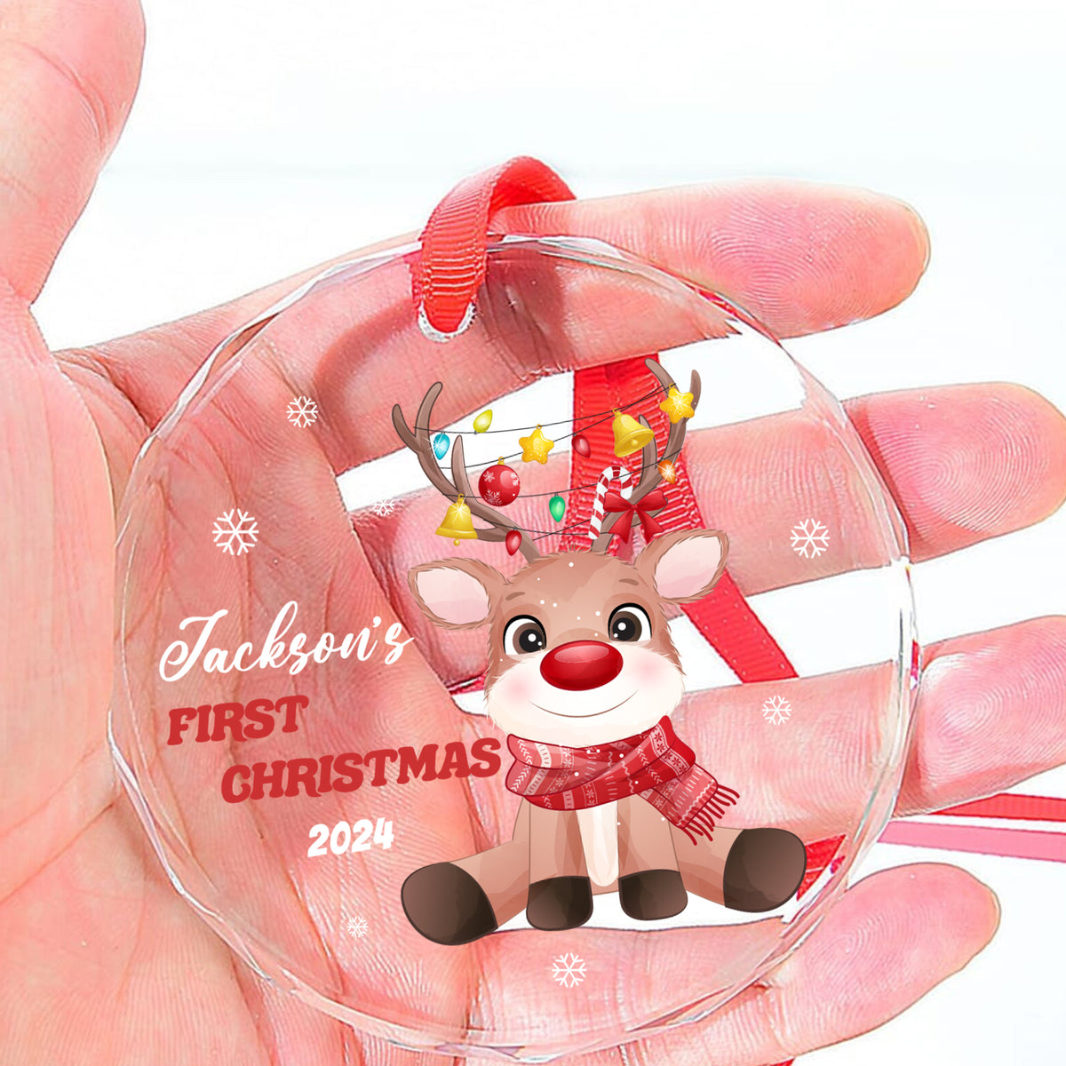 MeMate Baby's First Christmas Ornament 2024, Personalized Baby Ornaments with Name, Baby Ornament for Boys Girls, Christmas Baby Keepsakes for Newborn Infant Son Daughter