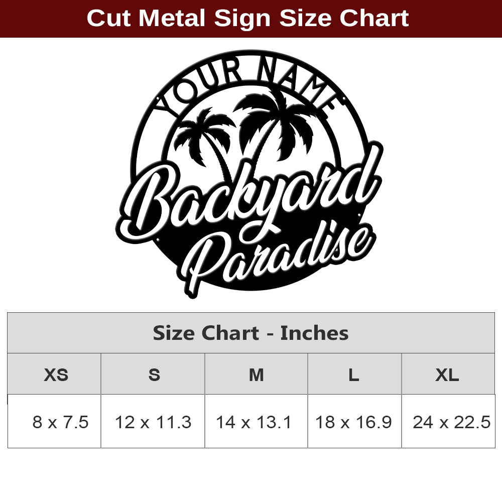 MeMate Metal Backyard Paradise Sign, Personalized Backyard Metal Signs Kitchen Decor, Custom Name Outdoor Plaques