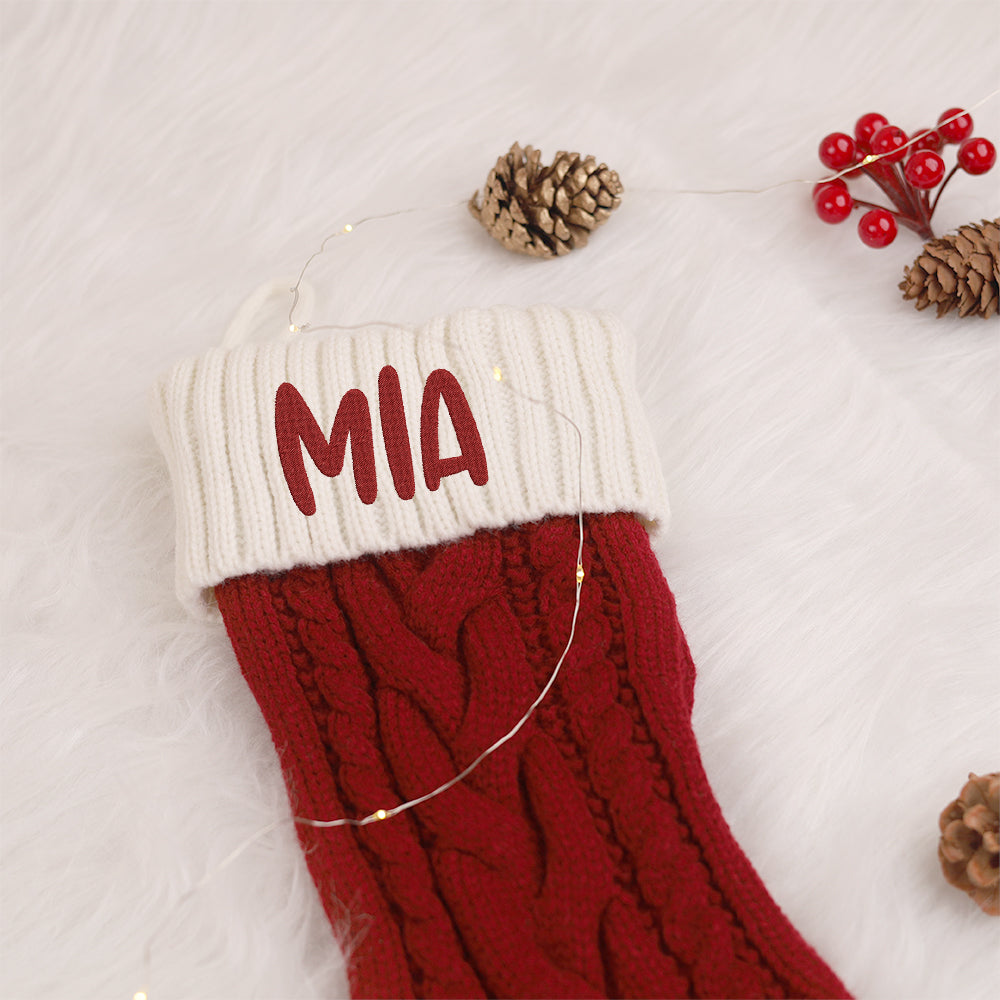 MeMate Christmas Stockings 2024, Personalized Embroidered Christmas Stocking, Knitted Family Stockings, Custom Xmas Stocking with Name, Holiday Stockings, Christmas, Christmas Decoration