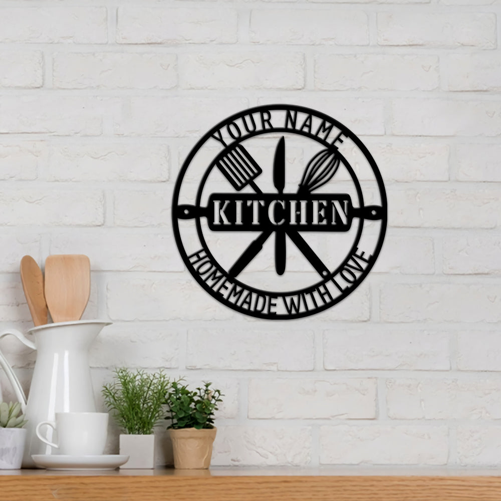 MeMate Kitchen Sign, Personalized Metal Name Signs, Custom Kitchen Sign for Indoor Kitchen Home Wall Décor, Kitchen Signs for Home Decor, Housewarming Gift for Mom Wife Grandmother Friend Family