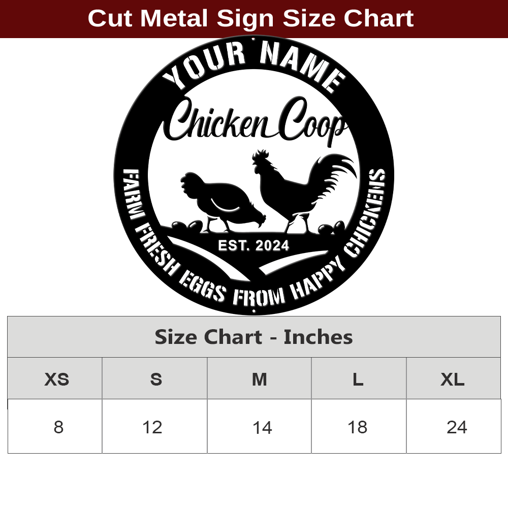 MeMate Chicken Coop Signs for Farmhouse Decoration, Hen House Decor, Metal Signs Outdoor Decor, Personalized Name Sign for Chicken Coops, 8-24 inches Large Metal Sign, Farm Sign, Housewarming Gifts