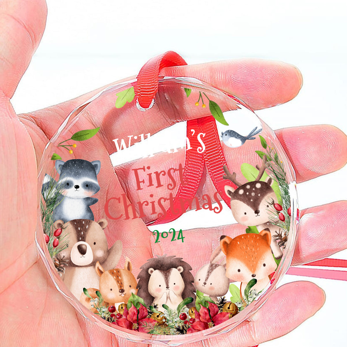 MeMate Baby's First Christmas Ornament 2024, Personalized Baby Ornaments with Name, Baby Ornament for Boys Girls, Christmas Baby Keepsakes for Newborn Infant Son Daughter