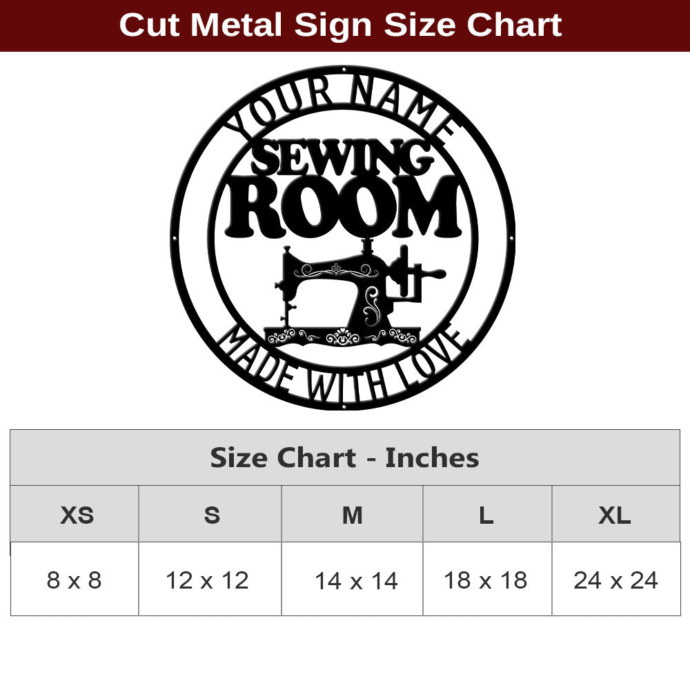 MeMate Sewing Room Sign 5 Sizes for Home Decor, Custom Craft Room Décor Metal Signs for Women, Retro Style Craft Room, Personalized Sewing Door Signs, Vintage Plaque for Sewing Room, Quilting Room Decoration