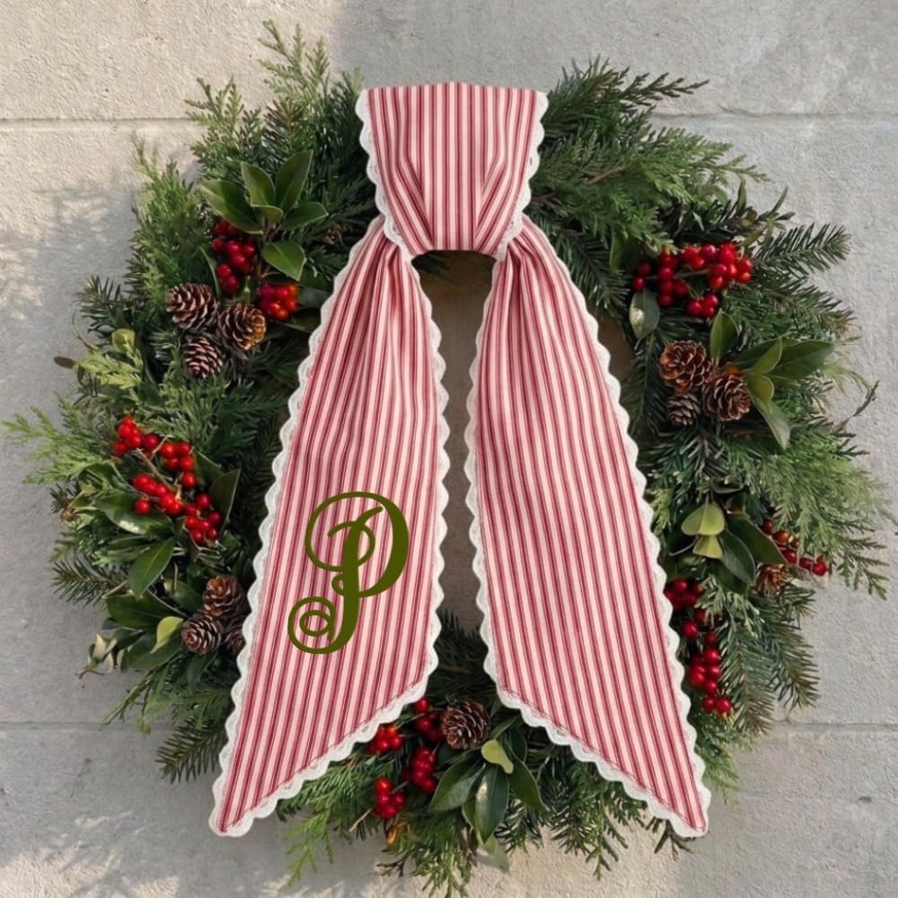 Personalized Christmas Wreath Sash, Custom Monogram Embroidery, 54x5 in - Xmas 10 — photo 4