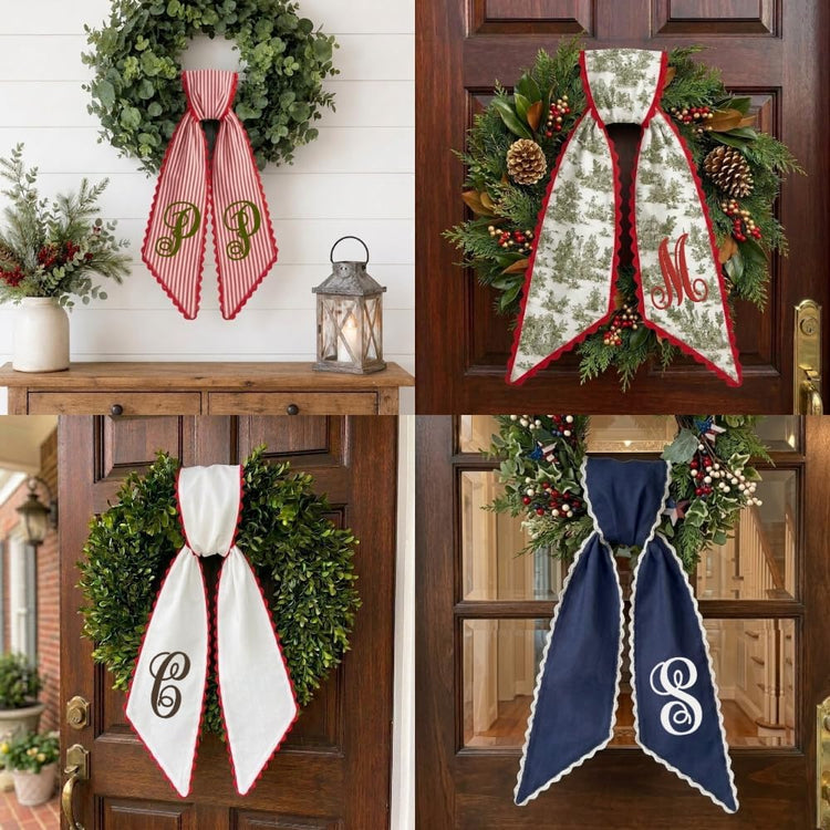 Personalized Christmas Wreath Sash, Custom Monogram Embroidery, 54x5 in - Xmas 10 — photo 2