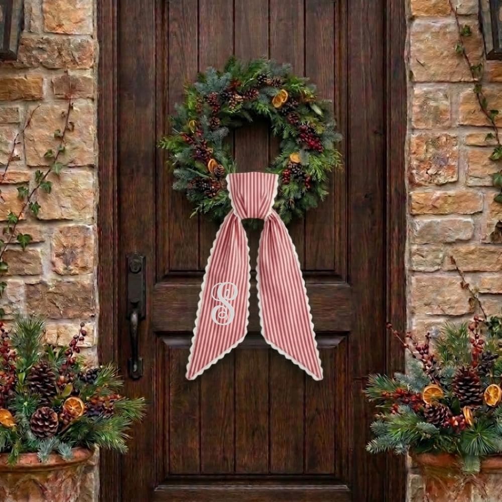 Personalized Christmas Wreath Sash, Custom Monogram Embroidery, 54x5 in - Xmas 10 — photo 7
