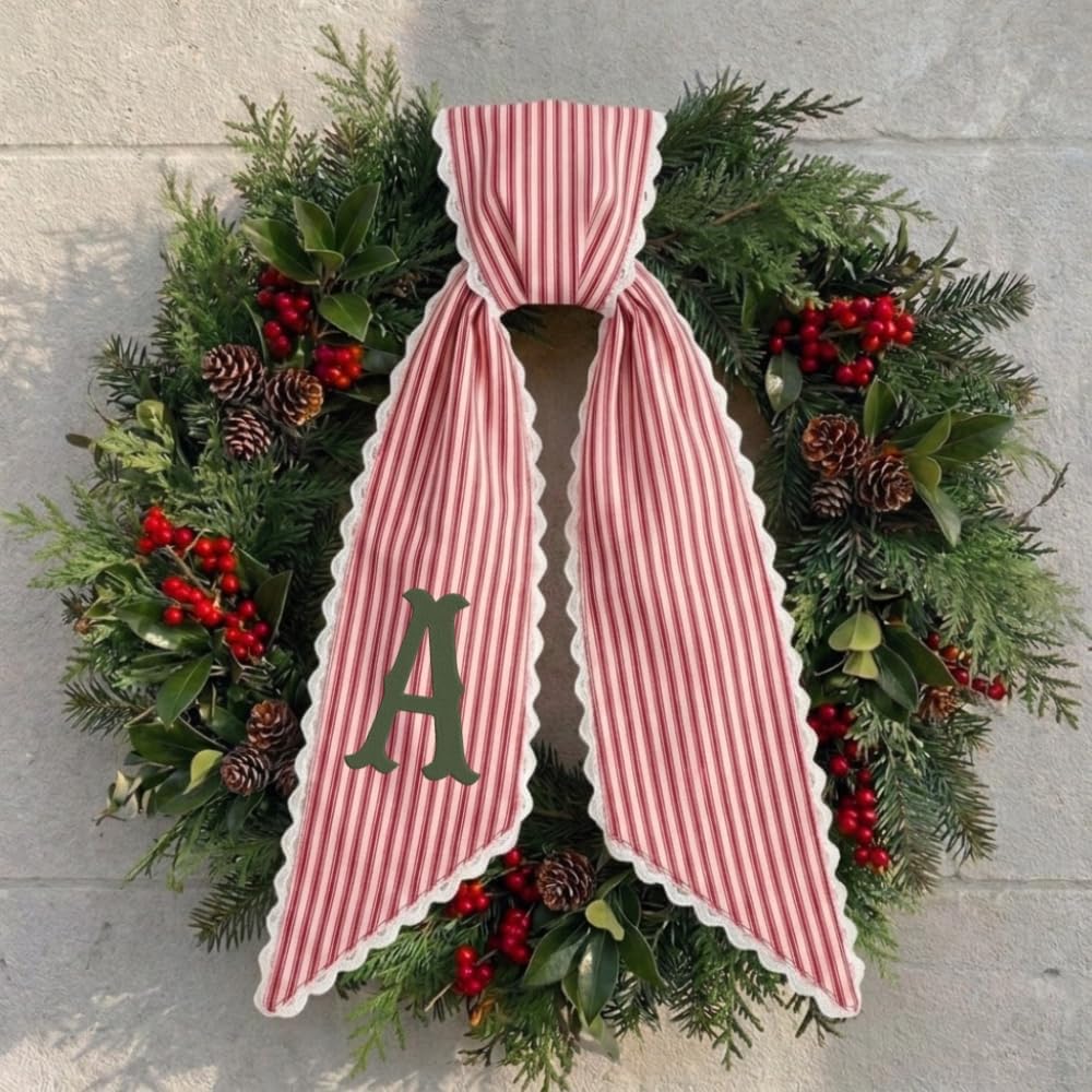 Personalized Christmas Wreath Sash, Custom Monogram Embroidery, 54x5 in - Xmas 01 — photo 4