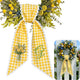 Personalized Yellow Tulip Wreath Sash 54x5, Embroidered Tulip Wreath Sash Bow, Monogram Door Decor, Spring Toile Front Door Bow, Embroidered Holiday Sash