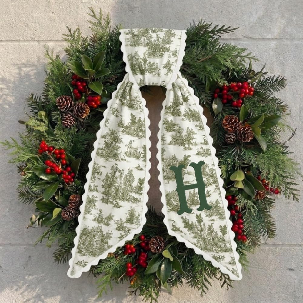 Personalized Christmas Wreath Sash, Custom Monogram Embroidery, 54x5 in - Xmas 01 — photo 5